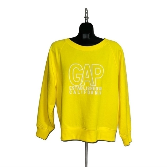 Nwt Women's Gap Yellow Raglan Crewneck Sweatshirt / Size Medium - Picture 1 of 5